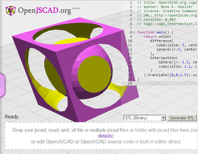 screenshot of OpenJSCAD