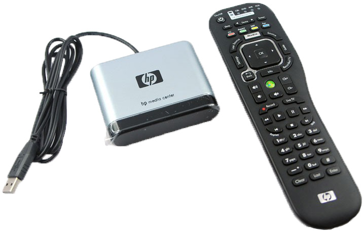 photo of the HP MediaSmart Remote and USB receiver