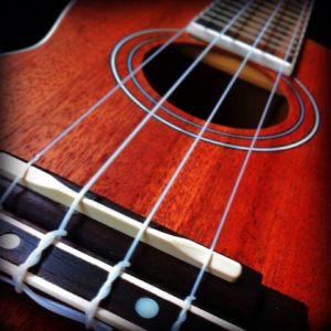 close up of a ukulele